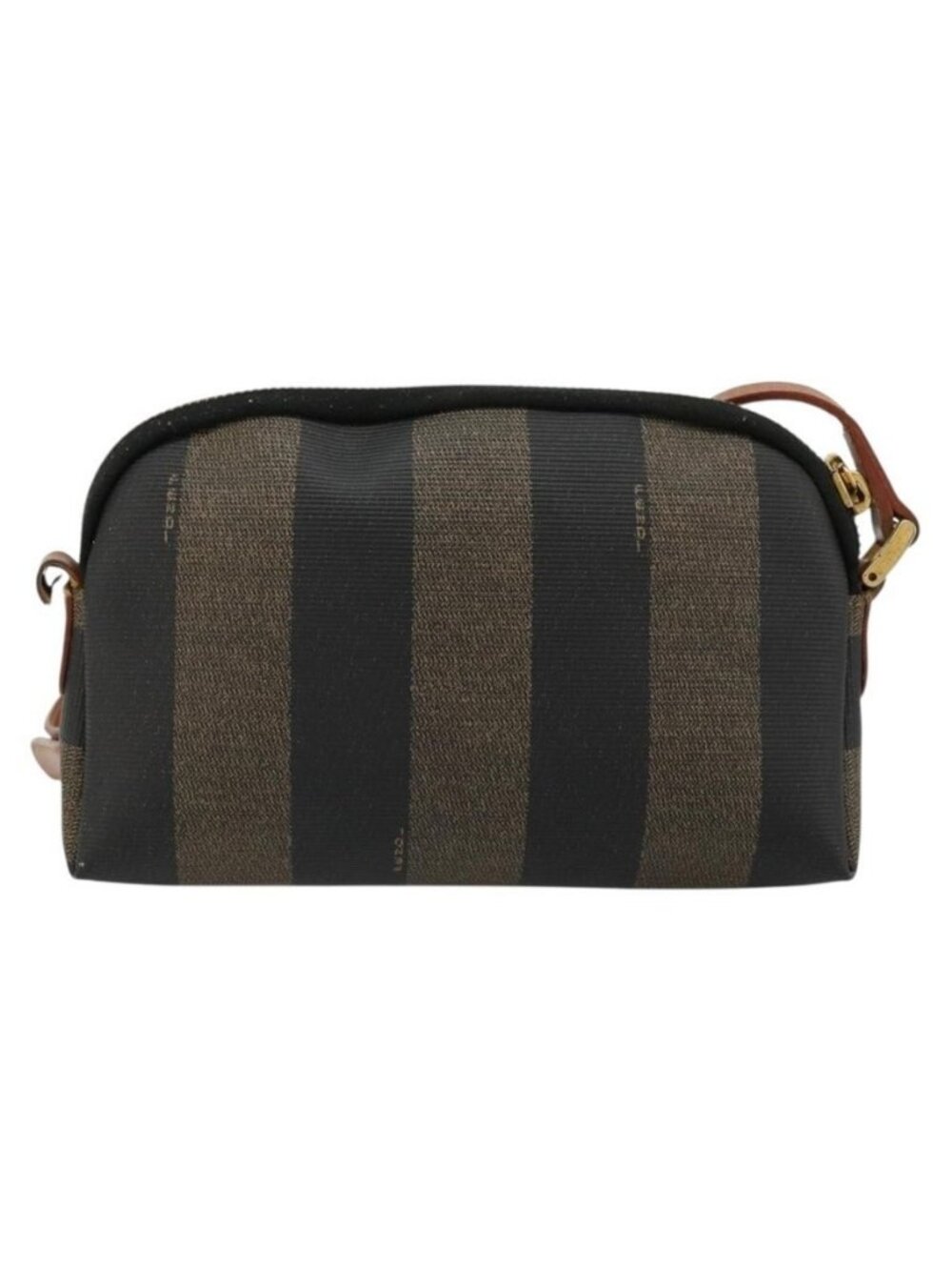 Authentic FENDI Pecan Canvas Shoulder Bag PVC Brown Black gold - Picture 10 of 16